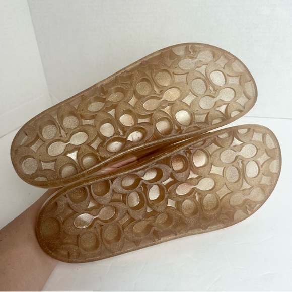 Coach Ulyssa Rubber Jelly Slide in Dark Gold Glitter with Logo Women’s Size 10 - Picture 10 of 11